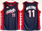 Dream Team #11 Karl Malone Blue 1996 USA Olympic Basketball Jerseys