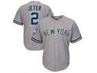 Men's New York Yankees Derek Jeter Majestic Gray Road Retirement Patch Cool Base Jersey