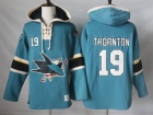 San Jose Sharks #19 Joe Thornton Green 2017 Pullover Hockey Hoodies