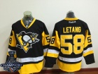 Pittsburgh Penguins #58 Kristopher Letang Black with 2017 Stanley Cup Champions Patch Hockey Jersey