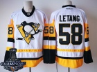 Pittsburgh Penguins #58 Kristopher Letang White with 2017 Stanley Cup Champions Patch Hockey Jersey