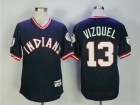 Cleveland Indians #13 Omar Vizquel Blue Pullover Retro Flexbase Baseball Jersey