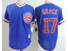 Chicago Cubs #17 Mark Grace Blue Pullover Throwabck Jersey