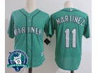 Seattle Mariners #11 Edgar Martinez Green with Retirement Patch Cool Base Jersey