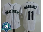 Seattle Mariners #11 Edgar Martinez White with Retirement Patch Cool Base Jersey