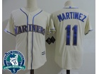 Seattle Mariners #11 Edgar Martinez Cream with Retirement Patch Cool Base Jersey