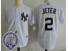 New York Yankees #2 Derek Jeter with Retirement Patch White Cool Base Jerseys