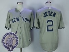 New York Yankees #2 Derek Jeter with Retirement Patch Gray Cool Base Jerseys