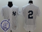 New York Yankees #2 Derek Jeter with Retirement Patch White Flex Base Jerseys