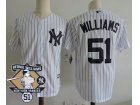 New York Yankees #51 Bernie Williams White with Retirement Patch Cool Base Jerseys