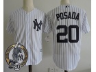 New York Yankees #20 Jorge Posada with Retirement Patch White Cool Base Jerseys