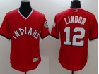 Cleveland Indians #12 Francisco Lindor Red Turn Back Pullover Jerseys