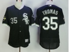 Chicago White Sox #35 Frank Thomas Black With Patch Flexbase Jersey