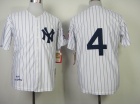 New York Yankees #4 Lou Gehrig 1939 Throwback White Strip Jersey