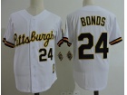 Pittsburgh Pirates #24 Barry Bonds White Button Down Cool Base Cooperstown Collection Jersey