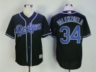 Los Angeles Dodgers #34 Fernando Valenzuela Black Fashion Cool Base Jersey