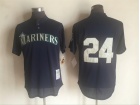 Seattle Mariners #24 Ken Griffey Jr Navy Blue Throwback Jersey