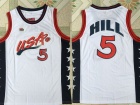 Dream Team #5 Grant Hill White 1996 USA Olympic Stitched Basketball Jerseys