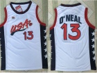 Dream Team #13 Shaquille O'Neal White 1996 USA Olympic Stitched Basketball Jerseys