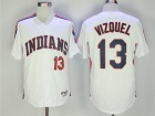 Cleveland Indians #13 Omar Vizquel White  White Button Down Baseball Jersey