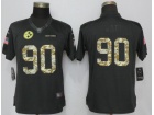 Women Pittsburgh Steelers #90 T.J. Watt Anthracite Salute To Service Limited Jersey