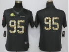 Women Cleveland Browns #95 Myles Garrett Anthracite Salute To Service Limited Jersey