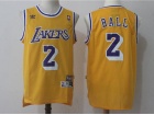 Los Angeles Lakers #2 Lonzo Ball Yellow Hardwood Classic Throwback Jerseys