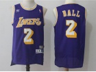 Los Angeles Lakers #2 Lonzo Ball Purple Hardwood Classic Throwback Jerseys