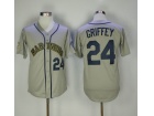 Seattle Mariners #24 Ken Griffey Jr Gray Throwback Jersey