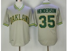 Oakland Athletics #35 Rickey Henderson Grey Throwback Jersey