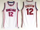 Gonzaga University #12 John Stockton White Stitched Basketball Jersey