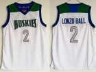 Chino Hills Huskies High School #2 Lonzo Ball White Stitched Basketball Jersey