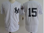 New York Yankees #15 Thurman Munson White Strips Throwback Jerseys