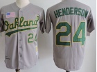 Oakland Athletics #24 Rickey Henderson Grey Throwback Jersey