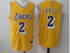 2017 Los Angeles Lakers #2 Lonzo Ball Yellow With Purple Number Basketball Jersey