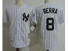 New York Yankees #8 Yogi Berra White Throwback Jerseys