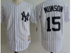 New York Yankees #15 Thurman Munson White Throwback Jerseys