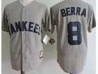 New York Yankees #8 Yogi Berra Grey Throwback Jerseys