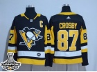 Adidas Pittsburgh Penguins #87 Sidney Crosby Black with 2017 Stanley Cup Champions Patch Jersey