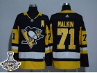 Adidas Pittsburgh Penguins #71 Evgeni Malkin Black with 2017 Stanley Cup Champions Patch Jersey