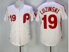 Philadelphia Phillies #19 Greg Luzinski White Strips Throwback Jerseys