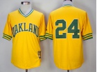 Oakland Athletics #24 Rickey Henderson Yellow 1981 Throwback Jersey