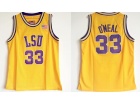 LSU Tigers #33 Shaquille O'Neal Yellow Throwback Basketball Jersey