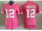 Green Bay Packers #12 Aarron Rodgers Pink Women Jersey