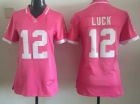 Indianapolis Colts #12 Andrew Luck Pink Women Jersey