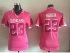 Cleveland Browns #23 Joe Haden Pink Women Jersey