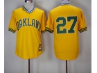 Oakland Athletics #27 Catfish Hunter Yellow Throwback Jersey