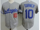 Los Angeles Dodgers #10 Justin Turner Grey Los Angeles Flexbase Jersey