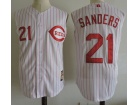 Cincinnati Reds #21 Deion Sanders White Throwback Vest Jersey