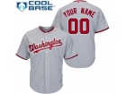 Men's Washington Nationals Gray Cool Base Custom Stitched Name Number Jersey